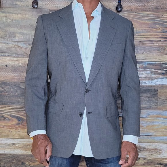 Hickey Freeman 100% Wool Gray Geometric Blazer Sport Jacket Size 39R - Picture 2 of 12